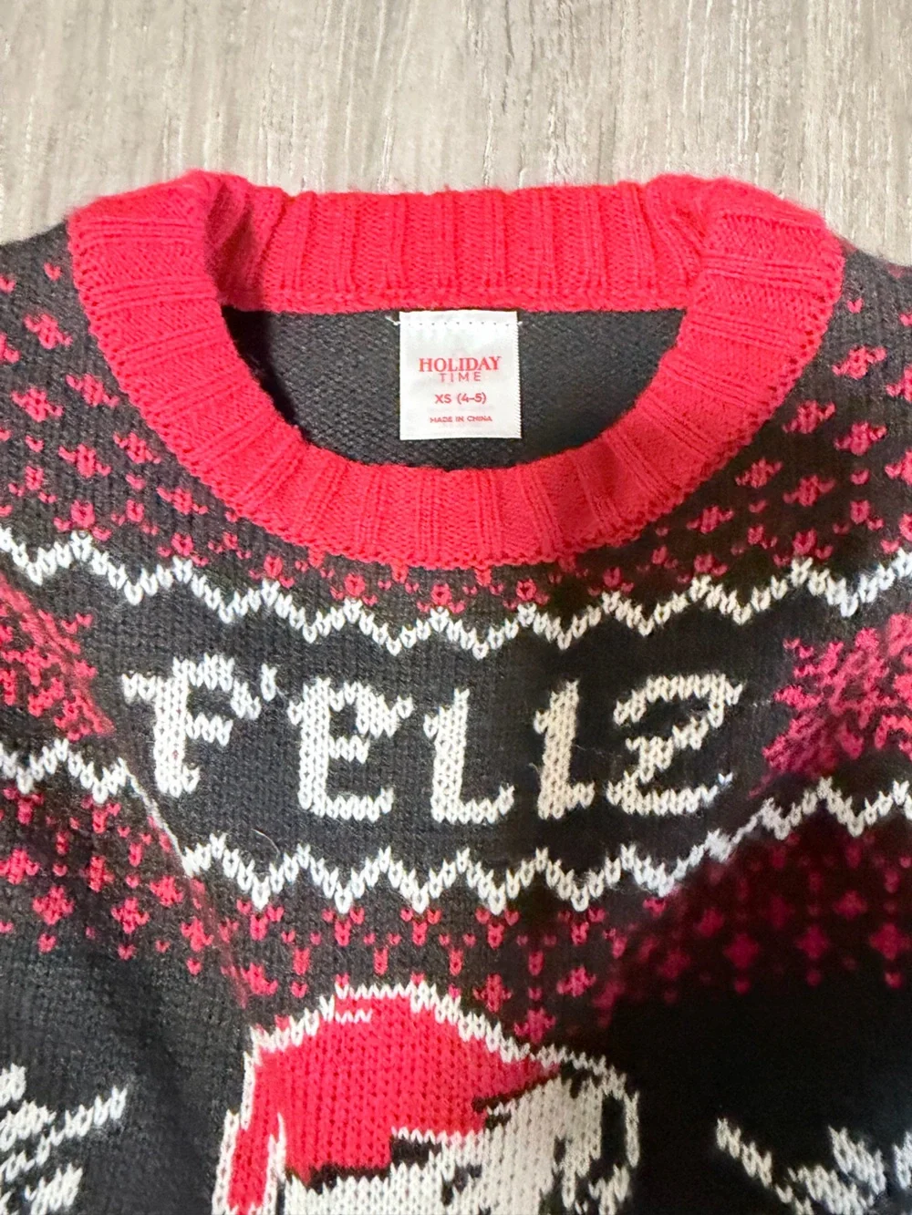 Holiday Time Boys XS 4-5 Feliz Navidad Ugly Christmas Sweater Santa Black Red